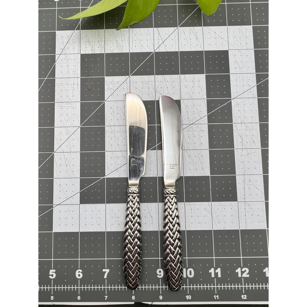 Ralph Lauren Equestrian Braid Master Butter Knife Stainless Steel Set of 2 1991
